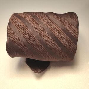 PARK LANE VINTAGE SKINNY SILK TIE BROWN ON BROWN STRIPED MENS